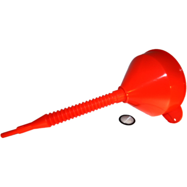 Plastic funnel with flexible spout