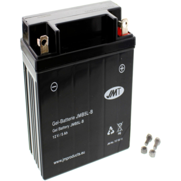 Motorcycle Battery YB5L-B GEL JMT fitting for Simson SR 50/1 E-Start 50  1993, 3,3 PS, 2,4 kw