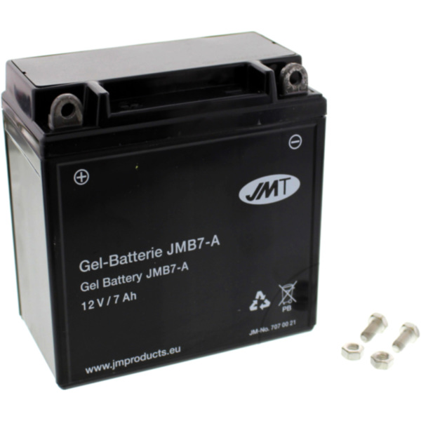 Motorcycle Battery YB7-A GEL JMT fitting for Vespa PK Automatik E-Starter 125 VAM1T 1984, 8 PS, 6 kw