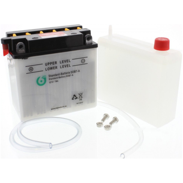 Motorcycle Battery YB7-A 6-ON fitting for Vespa PK Automatik E-Starter 125 VAM1T 1984, 8 PS, 6 kw