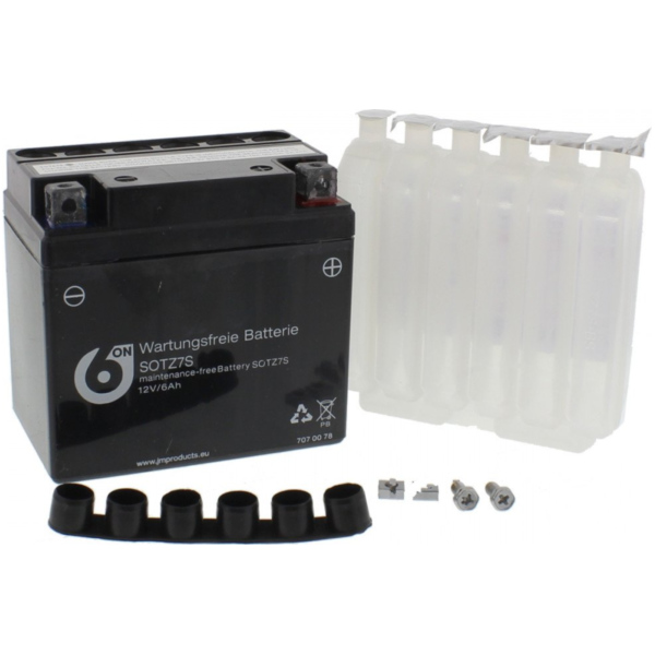 Motorcycle Battery TTZ7S-BS 6-ON fitting for HM-Moto CSF Locusta 125  2014, 14,7 PS, 10,8 kw