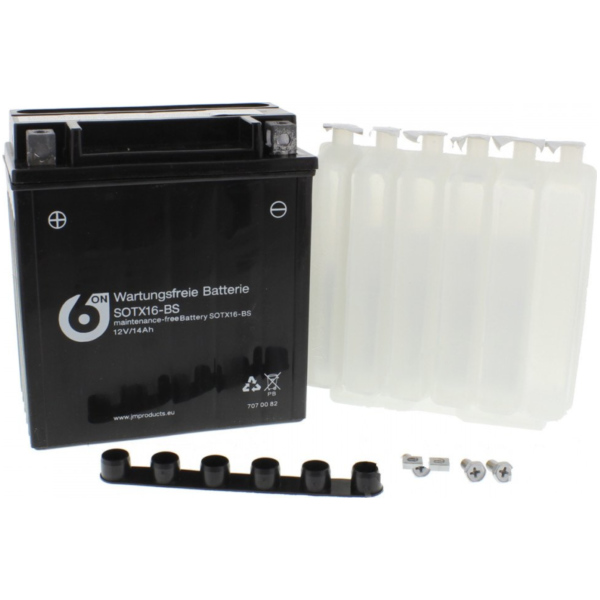 Motorcycle Battery YTX16-BS 6-ON fitting for Piaggio MP3  400 M64200 2010, 32,6 PS, 24 kw
