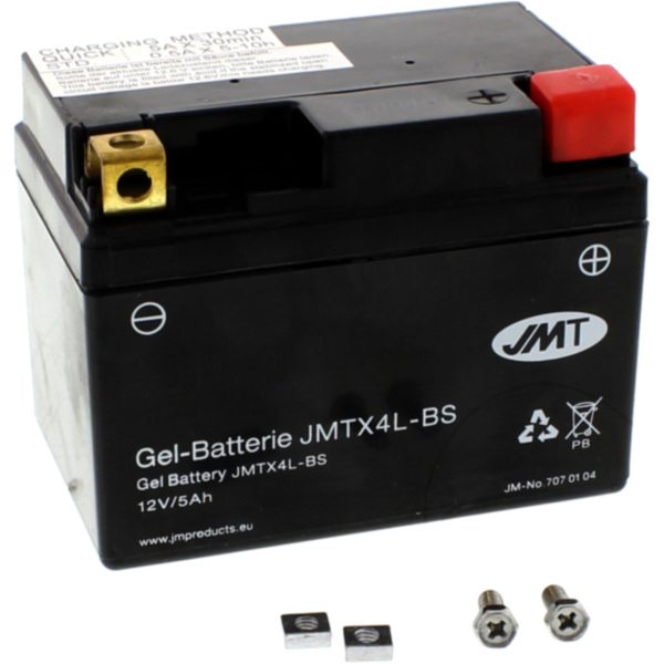 Motorradbatterie YTX4L-BS Gel JMT passend für Kreidler Florett Race 50  2003, 4,2 PS, 3,1 kw