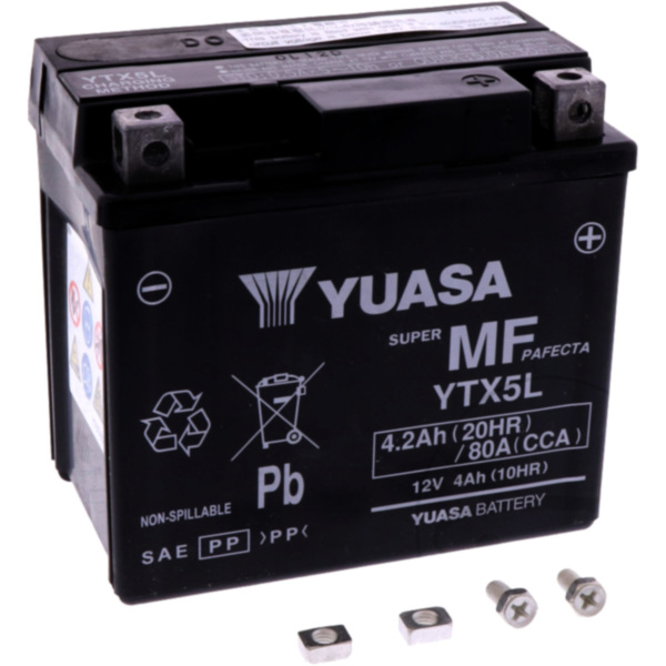 Batterie Motorrad YTX5L wet Yuasa passend für KTM EXC  450  2008, 12,8/49 PS, 9,4/36 kw