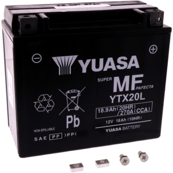 Batterie Motorrad YTX20L wet Yuasa passend für Cectek/Herkules Quadrift LOF 500  2015, 40,8/20,4 PS, 30/15 kw