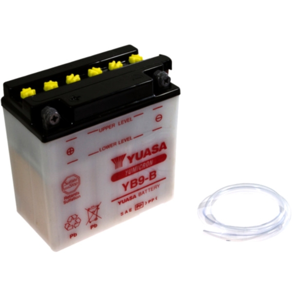 Motorcycle Battery YB9-B YUASA fitting for Vespa PK Automatik E-Starter 125 VAM1T 1984, 8 PS, 6 kw
