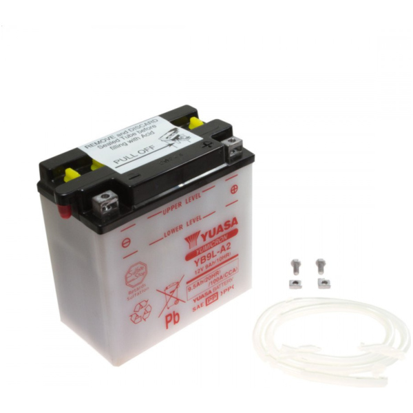 Motorcycle Battery YB9L-A2 YUASA fitting for Derbi Boulevard  125 BL2B1A 2005, 10,9 PS, 8 kw