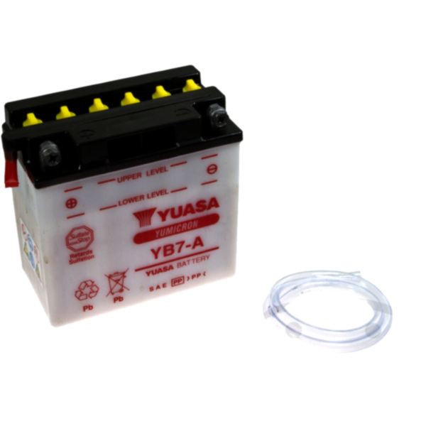 Motorcycle Battery YB7-A YUASA fitting for Vespa PK Automatik E-Starter 125 VAM1T 1984, 8 PS, 6 kw