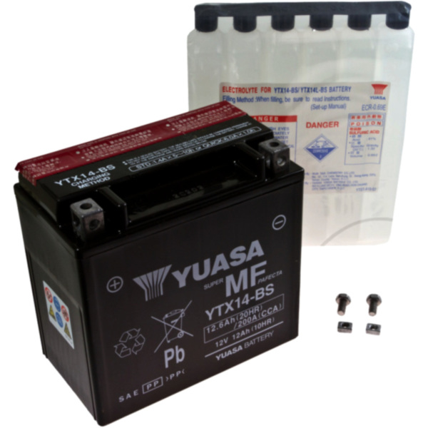 Motorcycle Battery YTX14-BS YUASA fitting for Piaggio MP3  400 M64200 2010, 32,6 PS, 24 kw