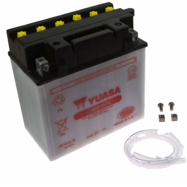 Motorcycle Battery YB16CL-B YUASA fitting for Bombardier Traxter  500  2005, 19,5 PS, 14,3 kw