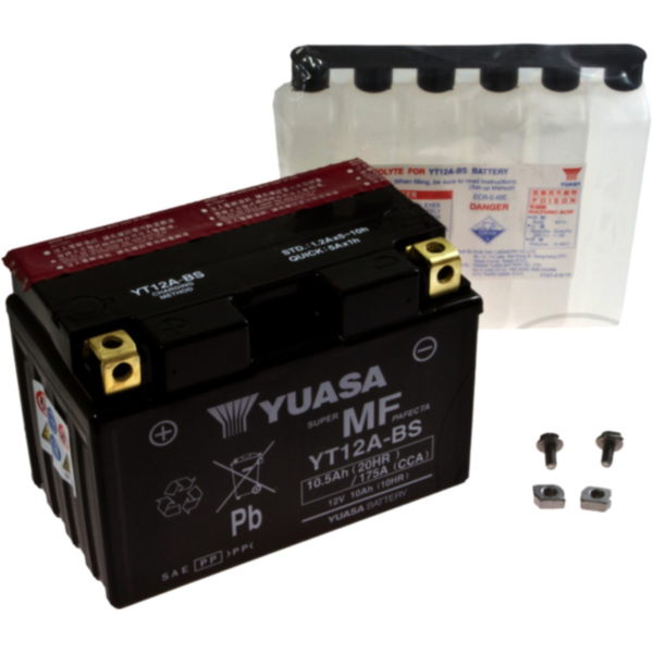 Motorcycle Battery YT12A-BS YUASA fitting for Kawasaki J EditionABS 300 SC400001 2016, 28 PS, 20,3 kw