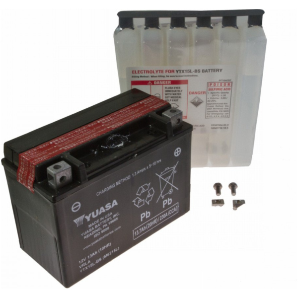 Motorcycle Battery YTX15L-BS YUASA fitting for Bombardier Outlander  400  2005, 18,3 PS, 13,5 kw