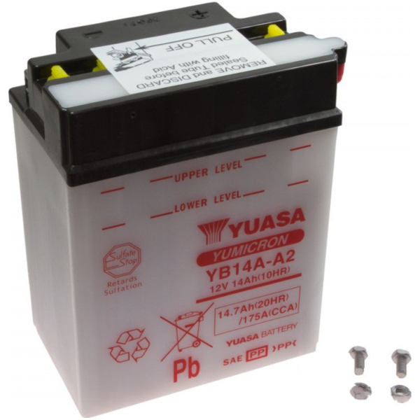 Motorcycle Battery YB14A-A2 YUASA fitting for Bombardier Rally  200  2005, 18 PS, 13 kw