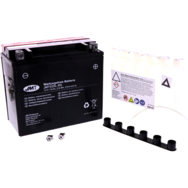 Motorcycle Battery YTX20L-BS JMT fitting for Cectek/Herkules Gladiator LOF 500  2010, 40,8/20,4 PS, 30/15 kw