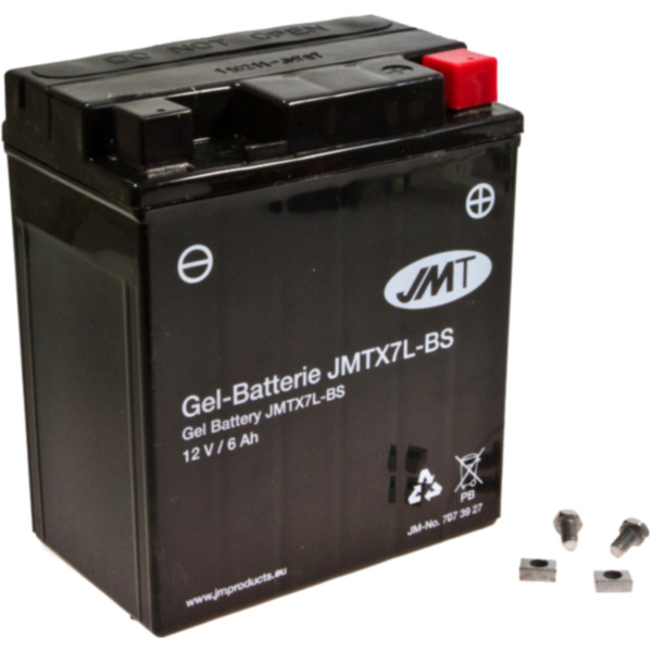 Motorradbatterie YTX7L-BS Gel JMT passend für Yamaha YBR  125 RE051 2007, 10,3 PS, 7,6 kw