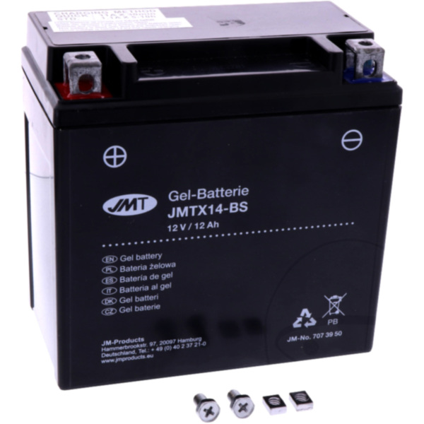 Motorradbatterie YTX14-BS Gel JMT passend für Piaggio MP3  400 M64200 2010, 32,6 PS, 24 kw
