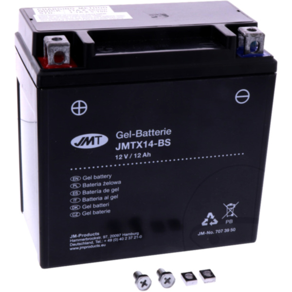 Motorcycle Battery YTX14-BS GEL JMT fitting for Husqvarna SM E-Start 610 H701AA 1999, 46/34 PS, 34/25 kw