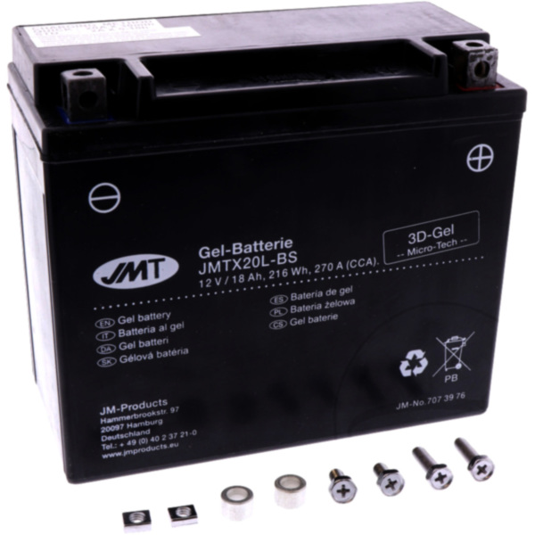 Motorradbatterie YTX20L-BS Gel JMT passend für Kymco MXU LOF 700 Z22001 2018, 48 PS, 35 kw