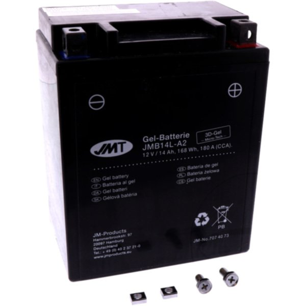 Motorradbatterie YB14L-A2 Gel JMT passend für Royal Enfield Bullet E-Start 500  2006, 22 PS, 16 kw