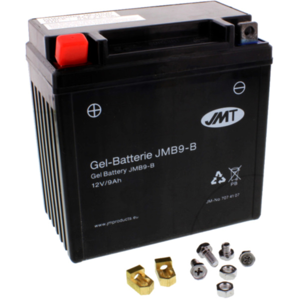 Motorcycle Battery YB9-B-BS GEL JMT fitting for Vespa PK Automatik E-Starter 125 VAM1T 1984, 8 PS, 6 kw