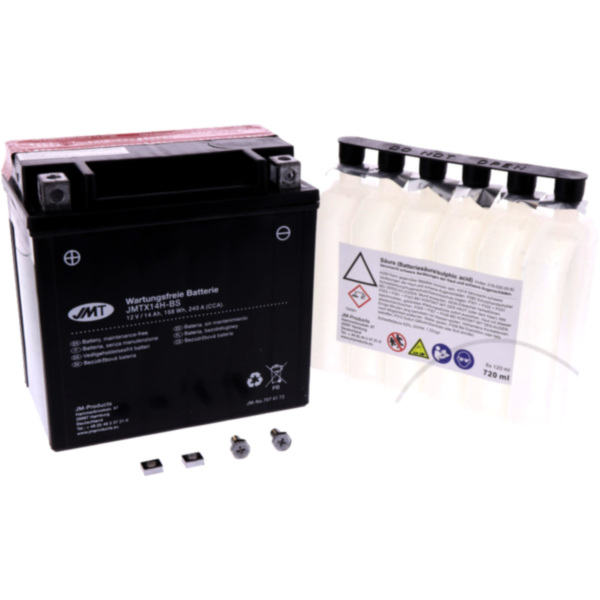 Motorradbatterie YTX14H-BS JMT passend für Piaggio MP3  400 M64200 2010, 32,6 PS, 24 kw