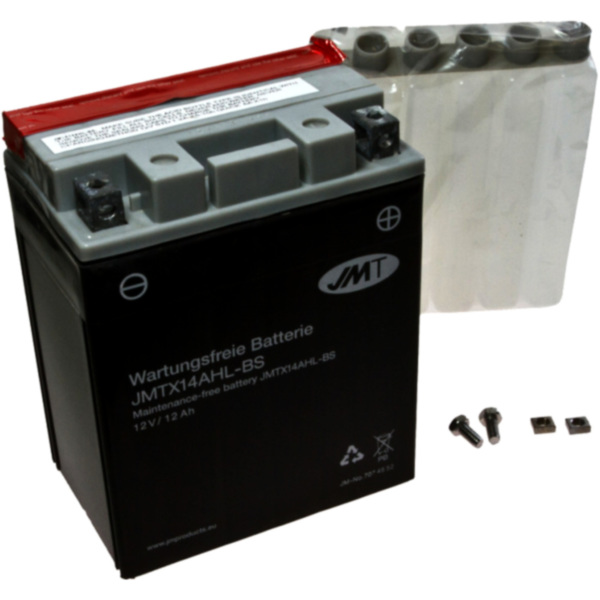 Motorradbatterie YTX14AHL-BS JMT passend für Kawasaki GPZ  500 EX500D 1998, 60/50/34/27 PS, 44/37/25/20 kw