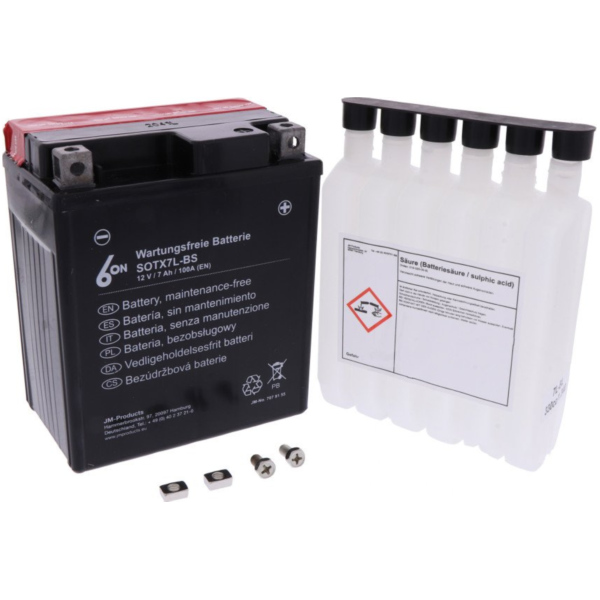 Motorradbatterie YTX7L-BS 6ON passend für TM SMR  530  2005, 50 PS, 37 kw