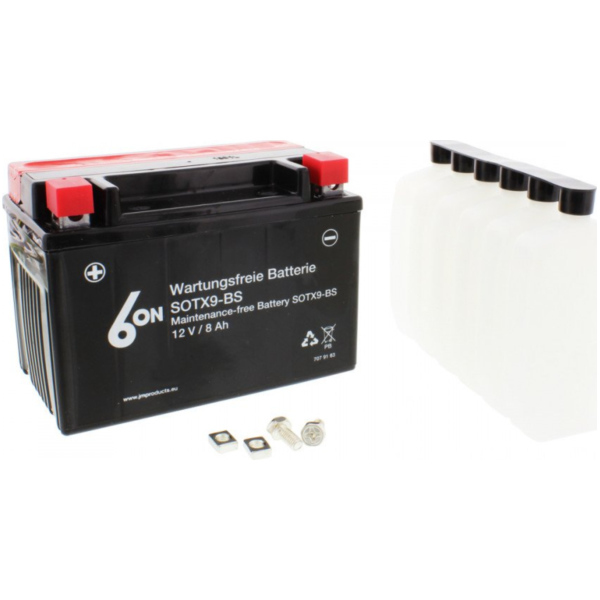 Motorradbatterie YTX9-BS 6ON passend für Cagiva Raptor  650 M210AC5/M220AA5 2007, 73/34 PS, 55/25 kw