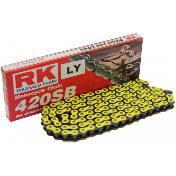 Motorradkette Antriebskette RK Standardkette neongelb 420 SB/126 passend für Aprilia RX Racing6-Gang 50 STC00 2003, 