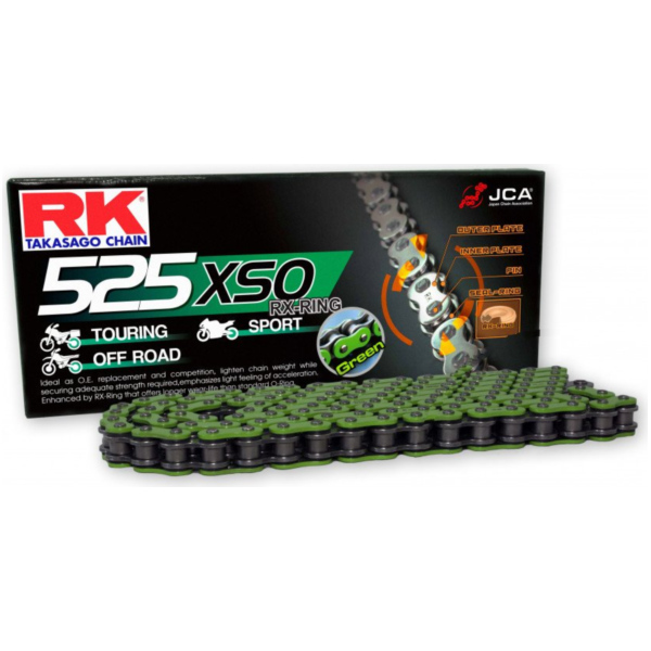 Rk x-ring chain green 525xso/110 fitting for Kawasaki Z  1000 ZRT00BBA 2007, 98 PS, 72 kw