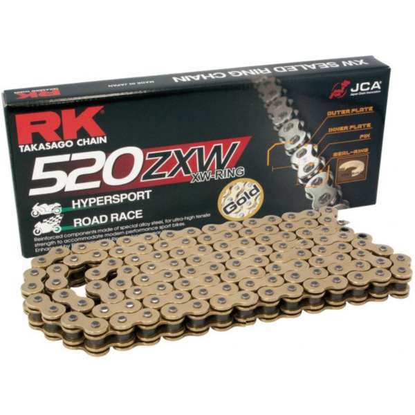 Motorradkette Antriebskette RK XW-Ringkette GB520ZXW/108 passend für Suzuki GSX-R  750 GR7BB 1992, 100/112 PS, 74/82 kw