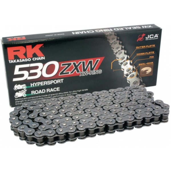Rk x-ring chain 530zxw/116 fitting for Yamaha YZF-R6  600 RJ031 2000, 120 PS, 88 kw