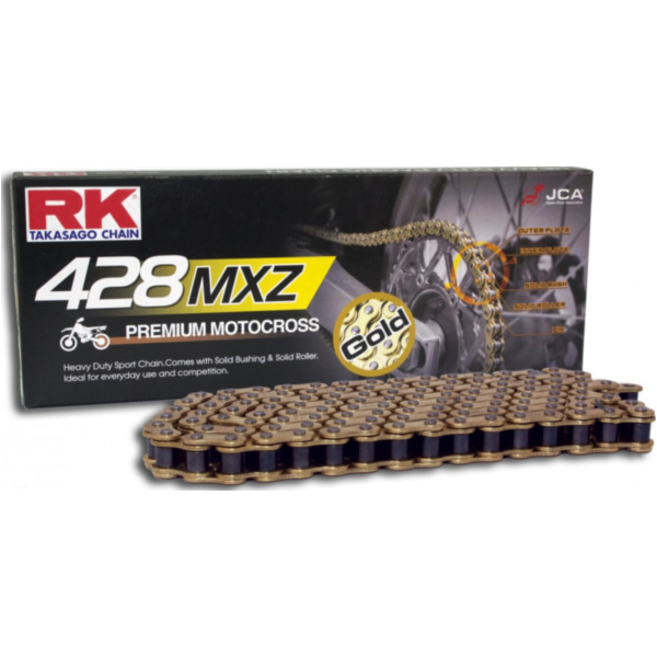 Rk racing chain gold/black 428mxz/118 fitting for Honda CRF  100 HE03A 2013, 10 PS, 7,4 kw