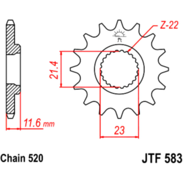 Front sprocket 14t pitch 520