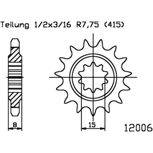 Zahnrad Ritzel 14Z Teilung 415 501200614