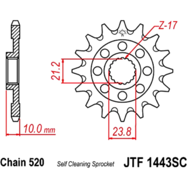 Front sprocket rac 13 tooth 520 JTF144313SC fitting for Suzuki RM-Z  450 RL42A 2014, 57 PS, 42 kw