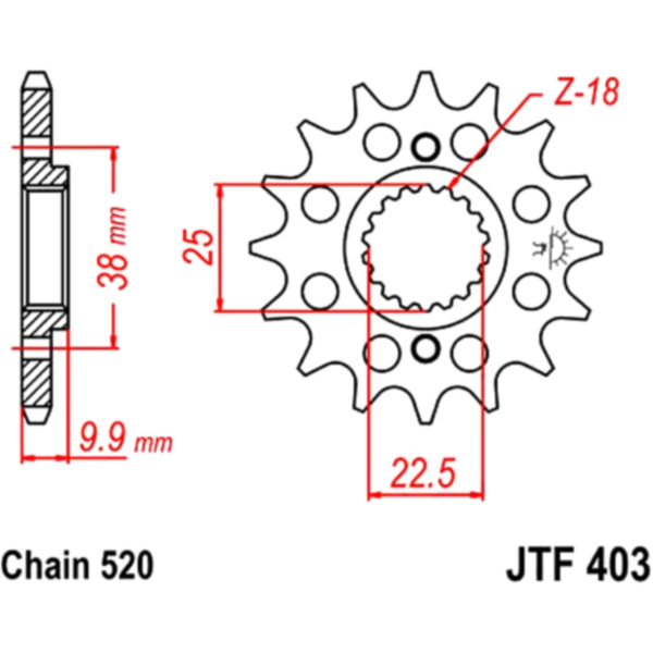 Zahnrad Racing-Ritzel 14Z Teilung 520 JTF40314