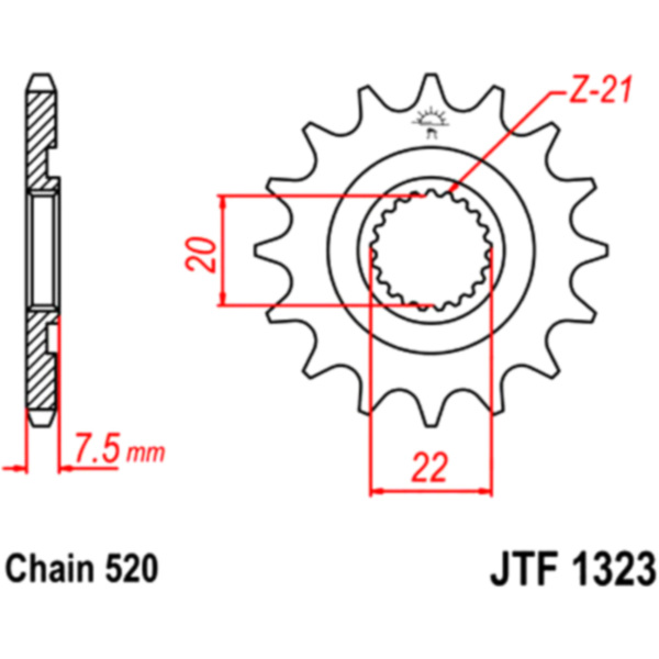 Zahnrad Ritzel 12Z Teilung 520 JTF132312 passend für HM-Moto CRE-F  290 F29XJEC 2007, 