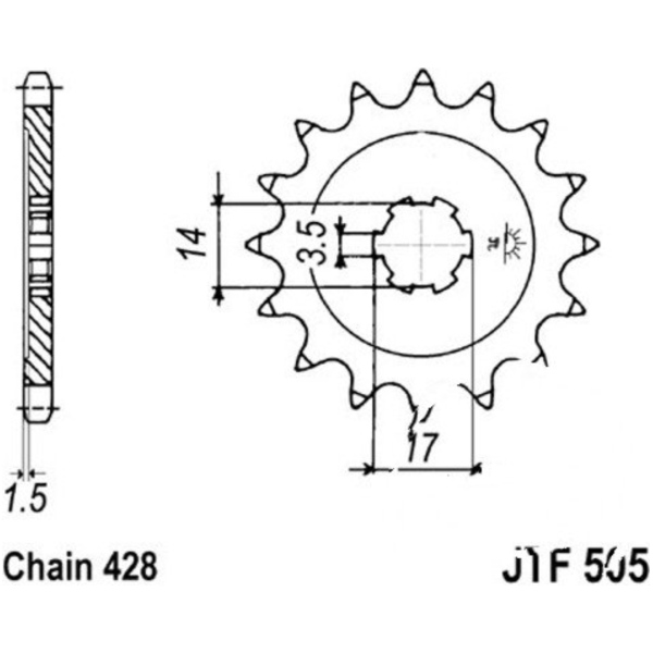 Front sprocket 14t pitch 428 JTF50514