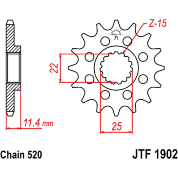 Zahnrad Racing-Ritzel 15Z Teilung 520 JTF190215