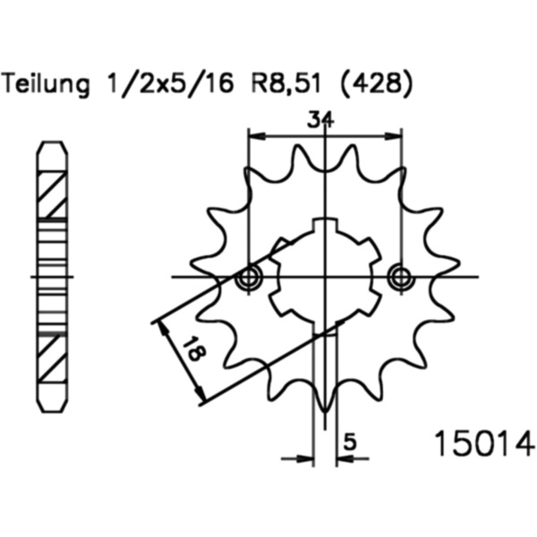 Zahnrad Ritzel 13Z Teilung 428 501501413