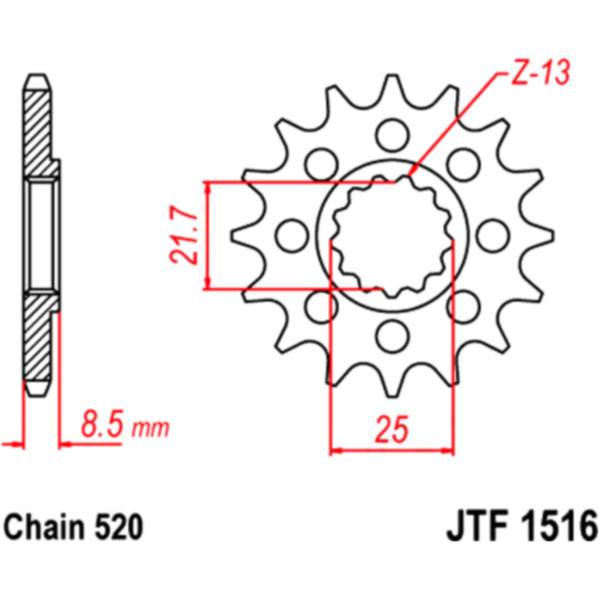 Front sprocket rac 16t pitch 520 JTF151616