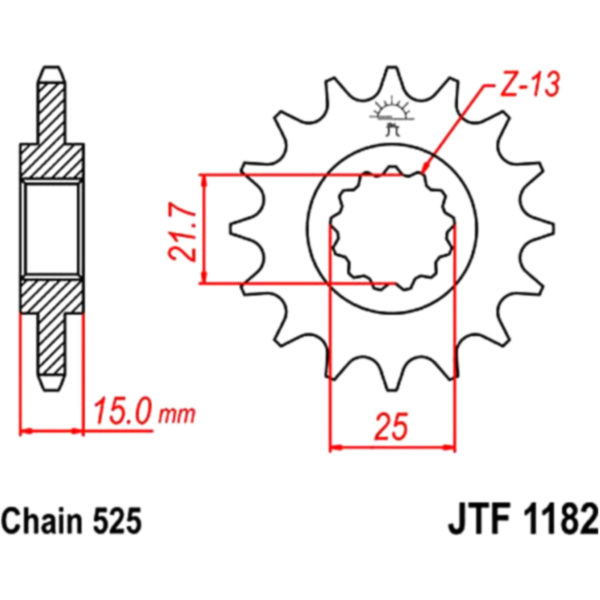 Front sprocket 14tooth pitch 525 JTF118214 fitting for Triumph Speed Four  600 806LB 2005, 98 PS, 72 kw