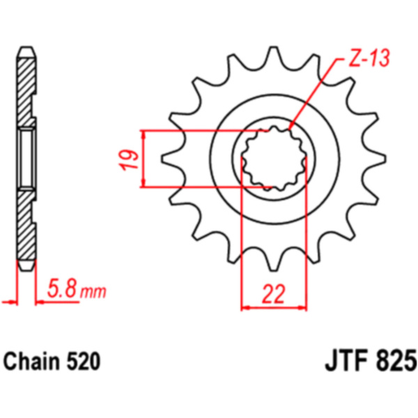 Front sprocket 13tooth pitch 520 JTF82513 fitting for Husqvarna TE  250 A300AA 2010, 12,2 PS, 9 kw