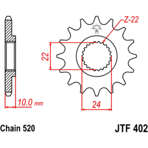 Front sprocket 16tooth pitch 520 JTF40216 fitting for BMW F 650  650 E650G/R13 2007, 50 PS, 37 kw