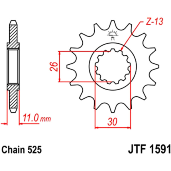 Front sprocket 16tooth pitch 525 JTF159116 fitting for Yamaha FZ8  800 RN255 2012, 106 PS, 78 kw