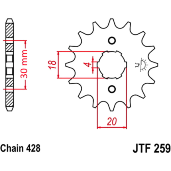 Front sprocket 17tooth pitch 428 JTF25917 fitting for Daelim VL DaystarSpeichenrad 125 BA1BL 2013, 12,8 PS, 9,4 kw