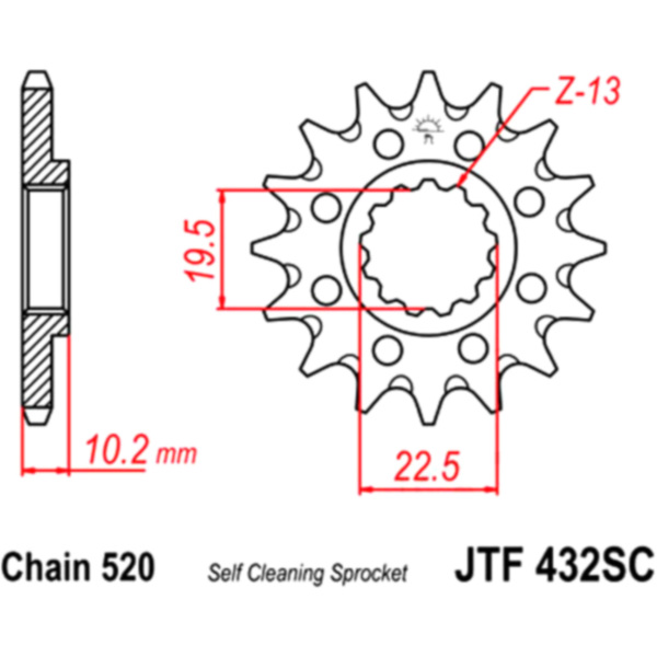 Front sprocket racing 13tooth pitch 520 JTF43213SC fitting for Suzuki RM  250 RJ18C 2005, 55 PS, 40,5 kw