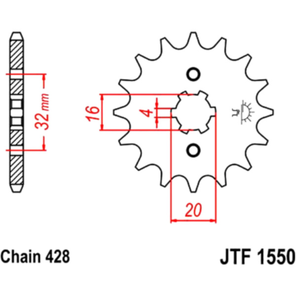 Front sprocket 13t 428 pitch JTF155013 fitting for Polaris Outlaw 2WD 90  2013, 5,4 PS, 4 kw