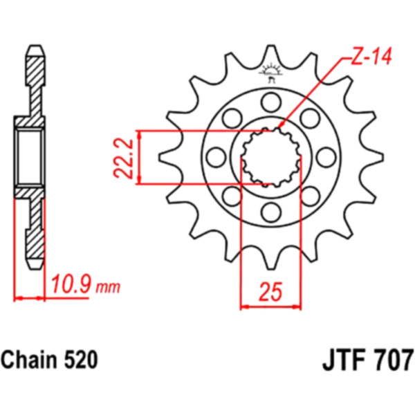 Front sprocket racing 14t 520 pitch fitting for Aprilia SXV  450 VSH00 2007, 55/34 PS, 41/25 kw